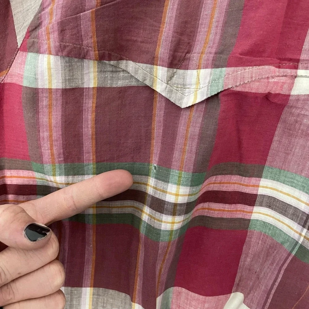 Vintage Polo Ralph Lauren Jacket Mens Large Red Plaid Madras Full Zip Bomber